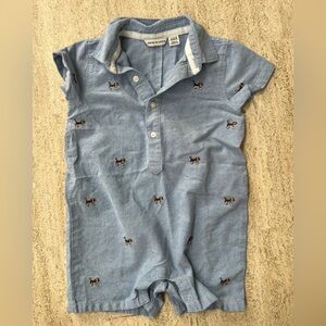 Janie and Jack Light Blue Button Down Shirt with Dog Embroidery
